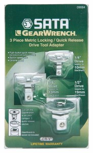Zestaw 3 adapterów do kluczy płasko-oczkowych z grzechotką   1/4", 1/2",3/8" 09084  SATA    