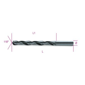 Wiertło kręte cylindryczne, krótkie, walcowane HSS DIN 338  2,25x53mm  004100055  BETA  