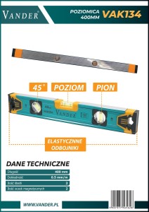 Vander VAK134 poziomica aluminiowa 400mm