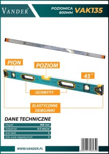 Vander VAK135 poziomica aluminiowa 800mm