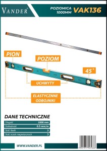 Vander VAK136 poziomica aluminiowa 1000mm