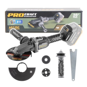 Procraft Akumulatorowa szlifierka kątowa z głowicą płaską AG125C BB (bez akumulatora i ładowarki)