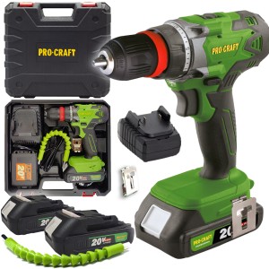 Procraft Wiertarko-wkrętarka akumulatorowa 20V 2x2,0 Ah PA18DFR