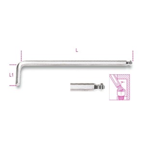 Klucz trzpieniowy kątowy, z końcówką kulistą, długi, chromowany  96LBP,  2,5mm   000961342  BETA    