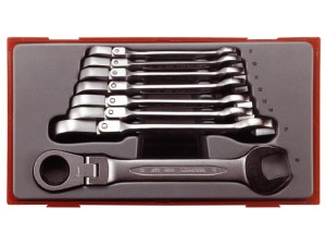 Zestaw kluczy przegubowych płasko-oczkowych z zapadką  8-19mm 8szt. TT6508RF-P  131900102  TENGTOOLS