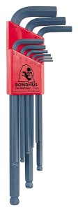 Zestaw kluczy imbusowych długich, z kulką  1,5-10mm, 9szt.  BO10999  BONDHUS