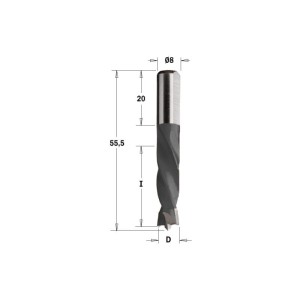 Wiertło  CMT NP HW  L=55,5 S=8x20 RH