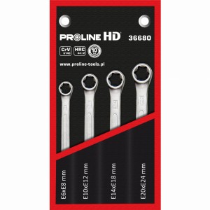 PROLINE HD 36680 Zestaw kluczy oczkowych TORX 4szt. E6-E24mm CrV
