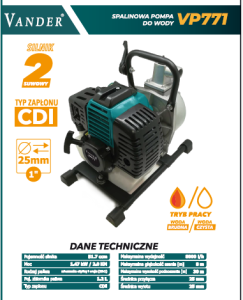 Vander VP771 Spalinowa pompa do wody 2,0KM
