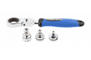 HOGERT HT1R395 Grzechotka z przegubem i adapterami 1/4, 3/8, 1/2