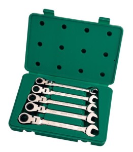 Zestaw kluczy płasko-oczkowych  łamanych z grzechotką  10-14mm 5szt.  09082   SATA    
