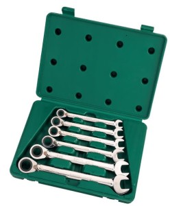Zestaw kluczy płasko-oczkowych  ze zmianą kierunku, z grzechotką  10-19mm 6szt.  09080    SATA     