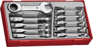 TENGTOOLS 285160107 10-elementowy zestaw krótkich kluczy płasko-oczkowych z grzechotką TT6010MRS