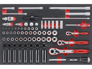 Zestaw narzędzi nasadowych, chwyt ? 1/4" , 3/8",1/2"  77szt.  TTESK77   17884-0104  TENGTOOLS