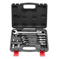 AIRPRESS 75257 Zestaw kluczy płasko-oczkowych z grzechotką 8-19mm w walizce