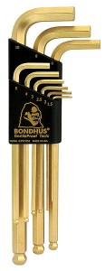 Zestaw kluczy imbusowych długich, z kulką  pokryte złotem 1,5-10mm, 9szt.  BO38099  BONDHUS