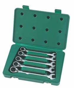 Zestaw kluczy płasko-oczkowych  ze zmianą kierunku, z grzechotką  10-14mm 5szt.  09083   SATA    