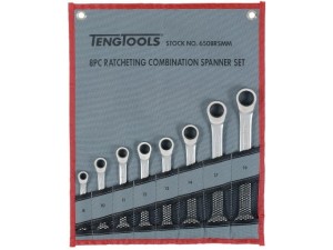 Zestaw kluczy płasko-oczkowych z zapadką 8-19mm 8szt. 6508RSMM  167160100  TENGTOOLS
