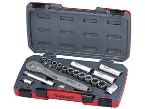 Zestaw kluczy nasadowych ze stali nierdzewnej , chwyt ? 1/2"  18szt.  TS1218   16751-0106   TENGTOOLS