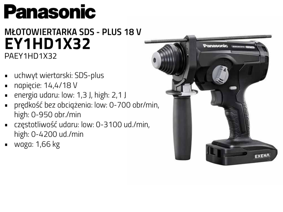 Panasonic PAEY1HD1X32 Młotowiertarka SDS - PLUS 18 V EY1HD1X32