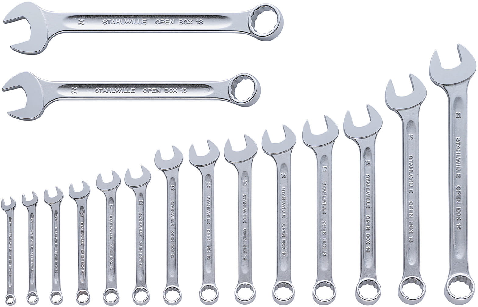 STAHLWILLE 96400816 Zestaw kluczy płasko-oczkowych 7-24mm 16szt. 13/16