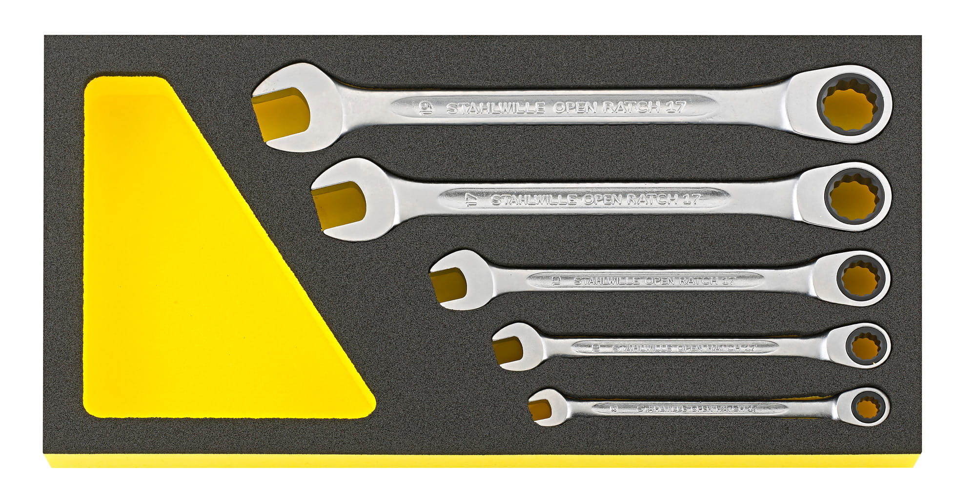 STAHLWILLE 96830652 Zestaw kluczy płasko-oczkowych z grzechotką 8-19mm 5szt. TCS 17F/5