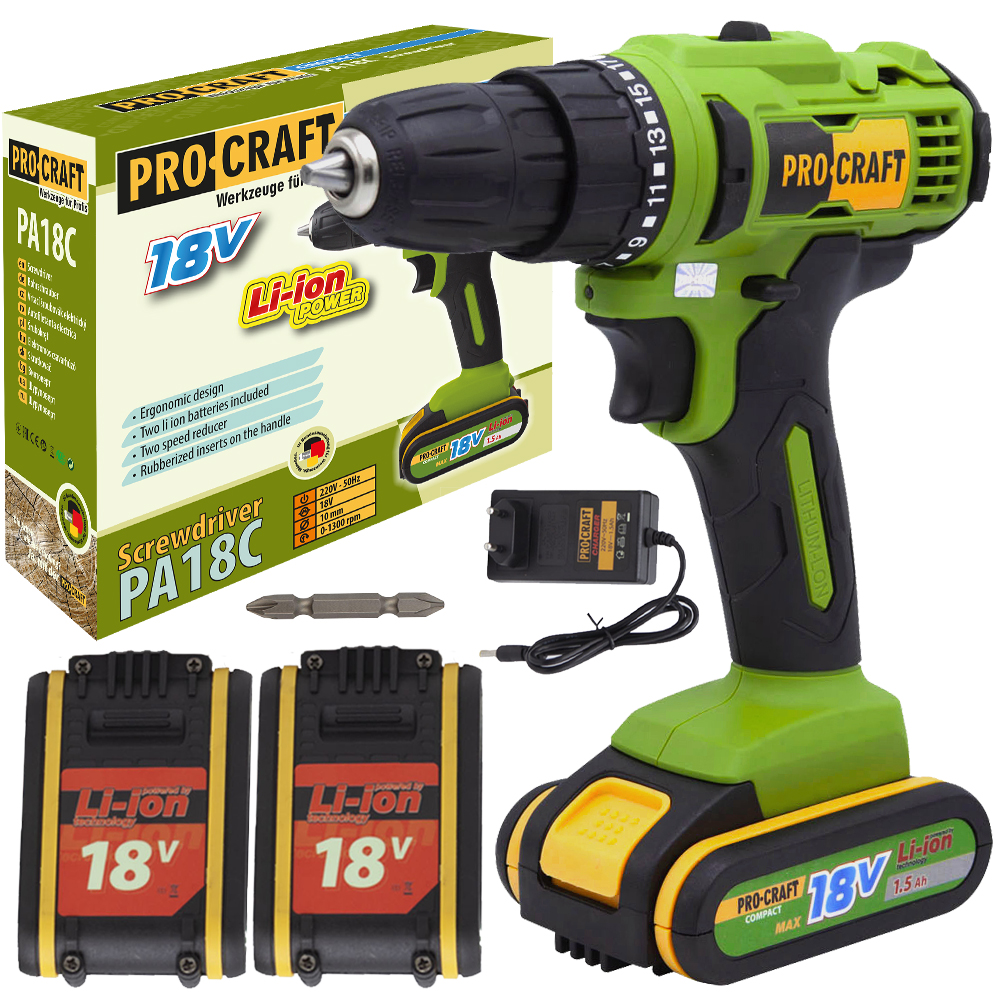 Procraft PA18C Wiertarko-wkrętarka akumulatorowa 18V