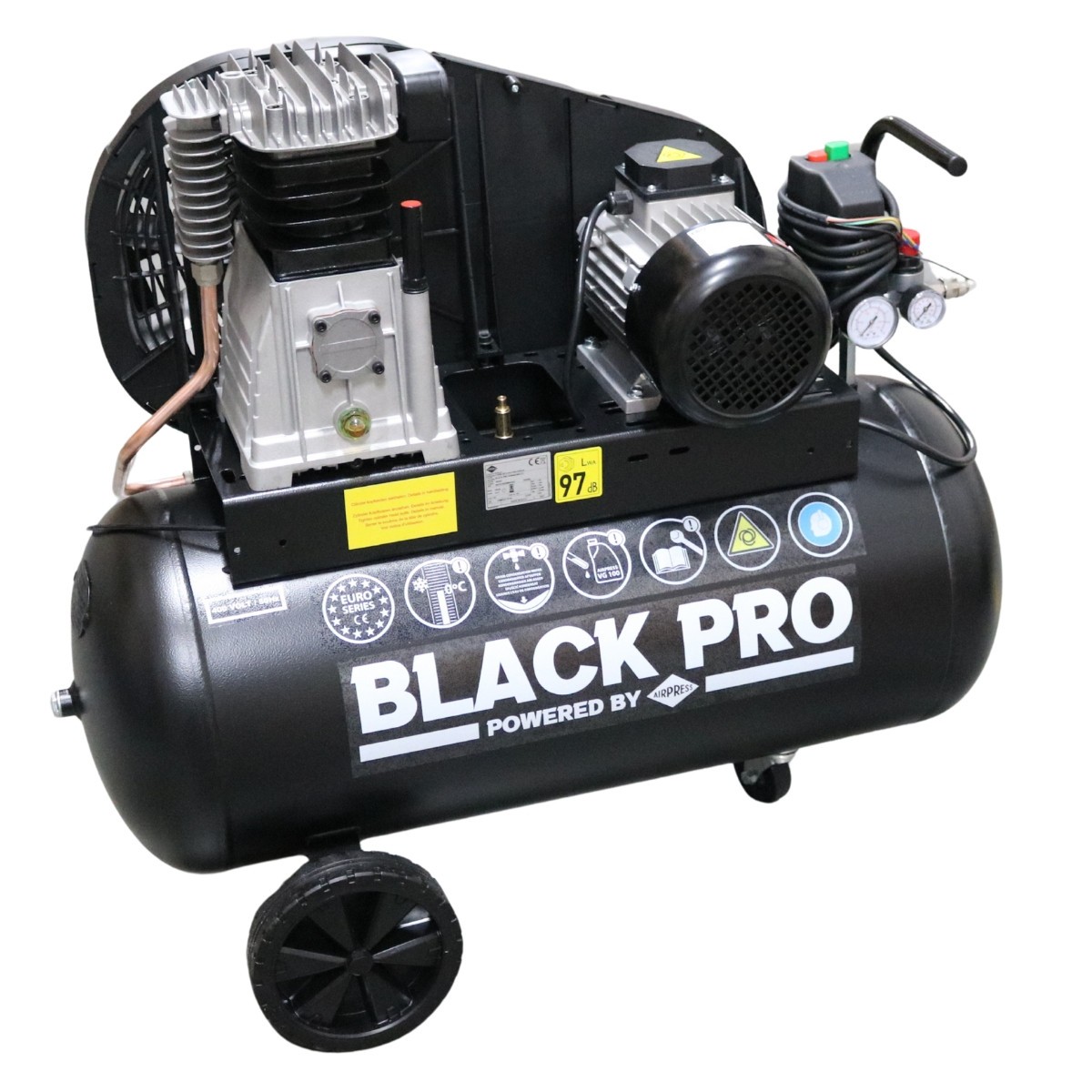 AIRPRESS Kompresor dwutłokowy Black Pro B3800B 10 bar 3 KM/2.2 kW 289 l/min 90L 360103