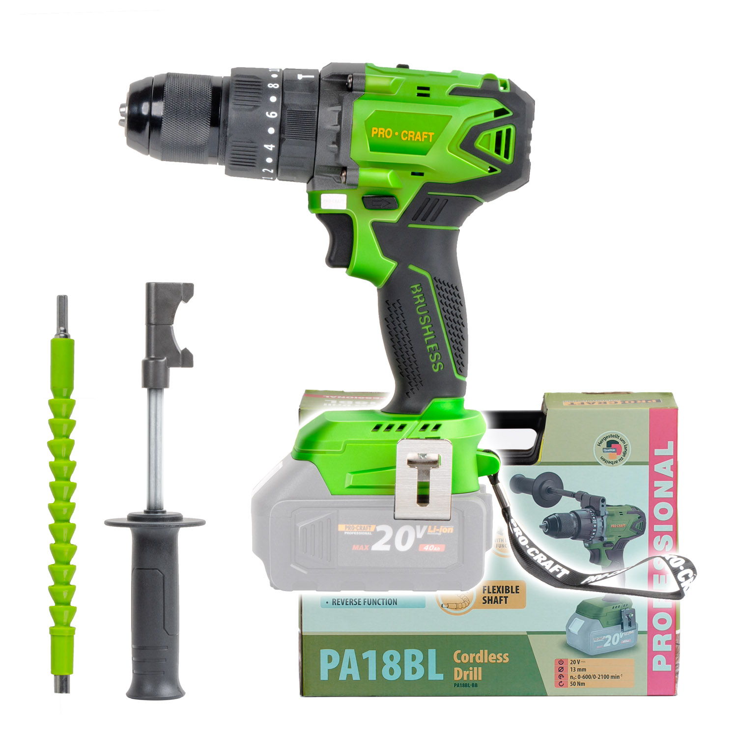 Procraft Wiertarko-wkrętarka akumulatorowa udarowa 20V 50Nm PA18BLBB (bez baterii i ładowarki)