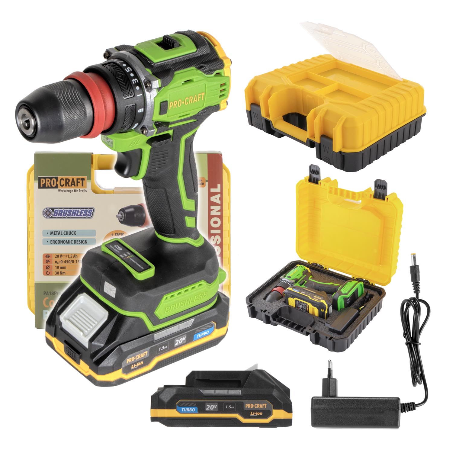 Procraft Wiertarko-wkrętarka akumulatorowa 20V 30Nm PA18PRO DFR