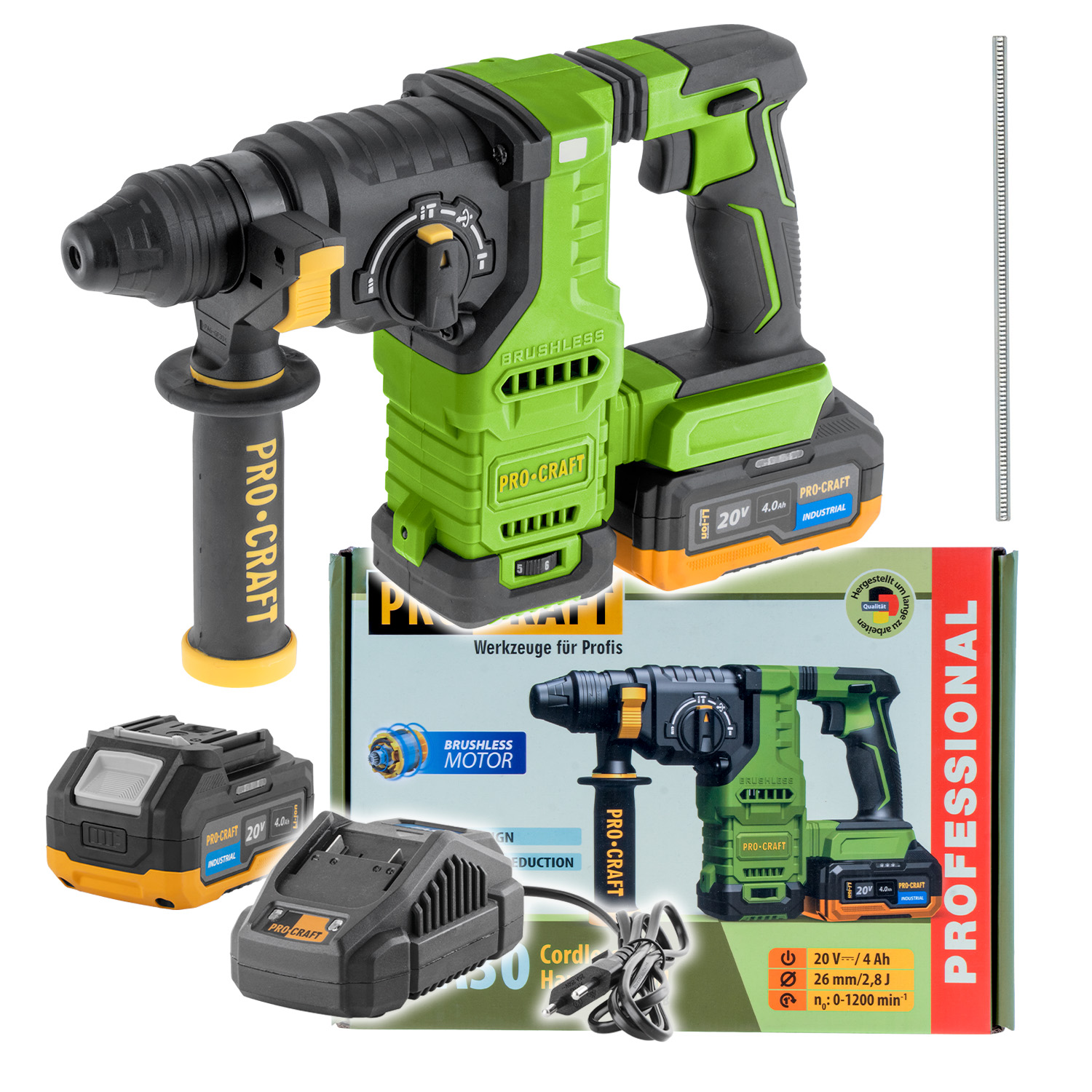 Procraft Młotowiertarka akumulatorowa 20V 2,8J PHA30-1B