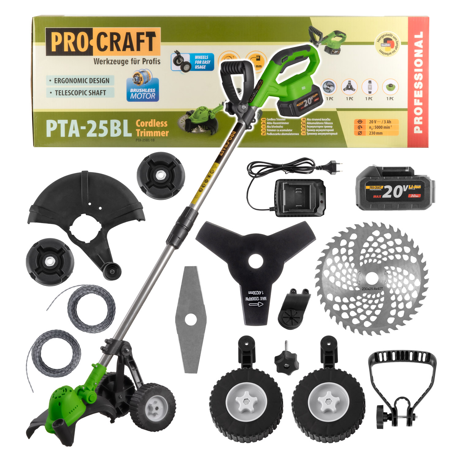 Procraft Podkaszarka akumulatorowa 20V PTA-25BL-1B