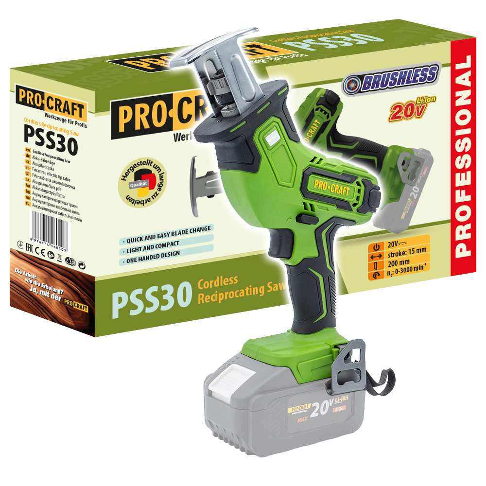 Procraft Akumulatorowa piła szablasta 20V PSS30-BB (bez akumulatora i ładowarki)