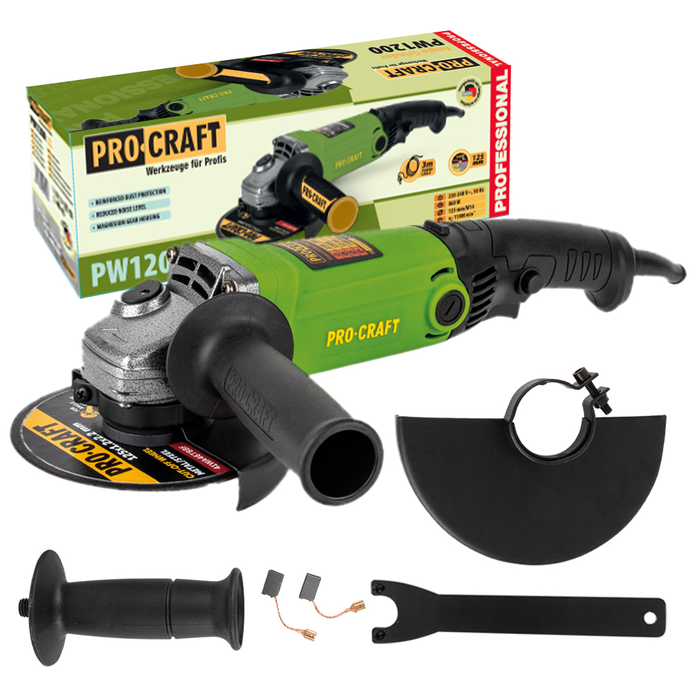 Procraft Szlifierka kątowa 125 mm 860W PW1200