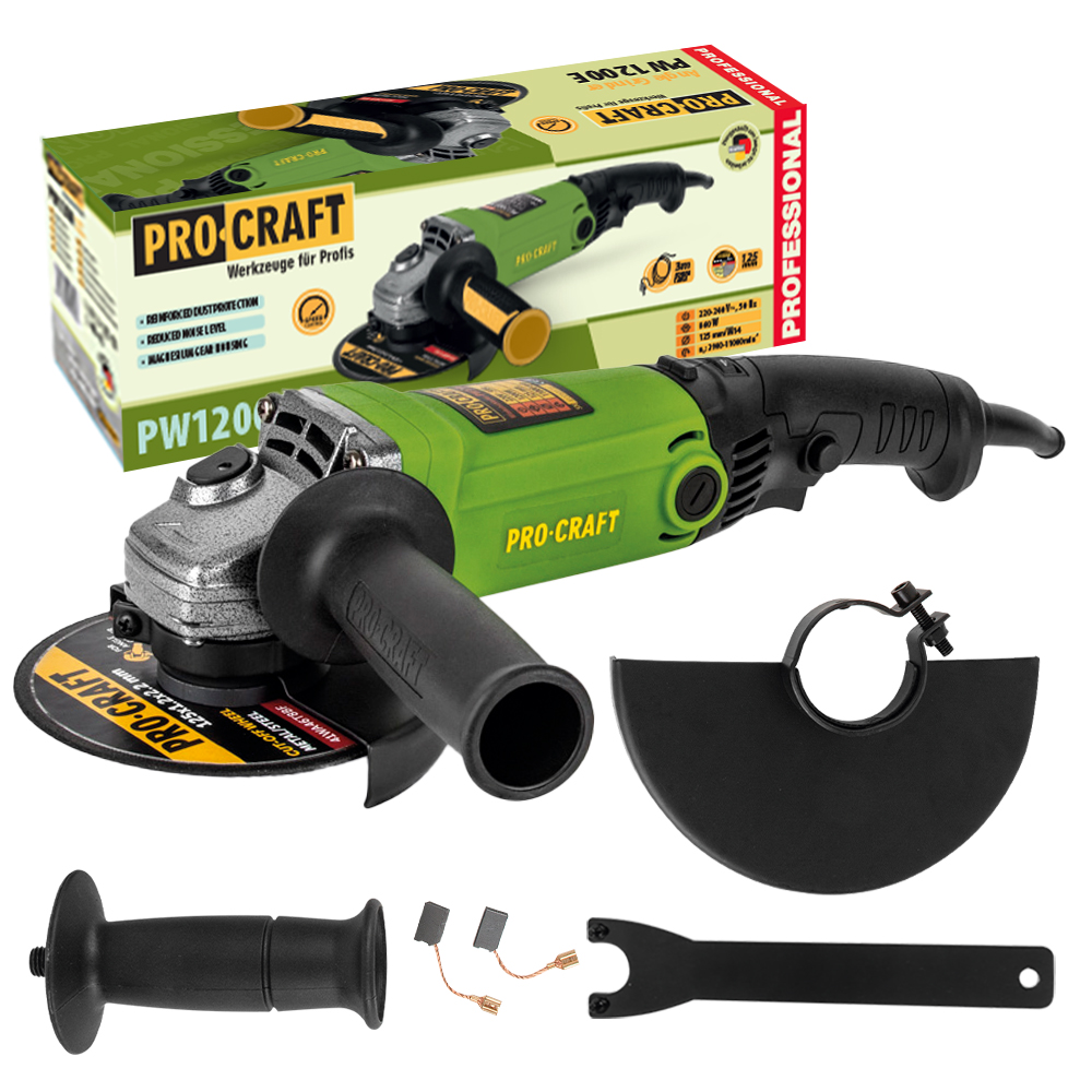Procraft Szlifierka kątowa PW1200E 125 mm z regulacją obrotów