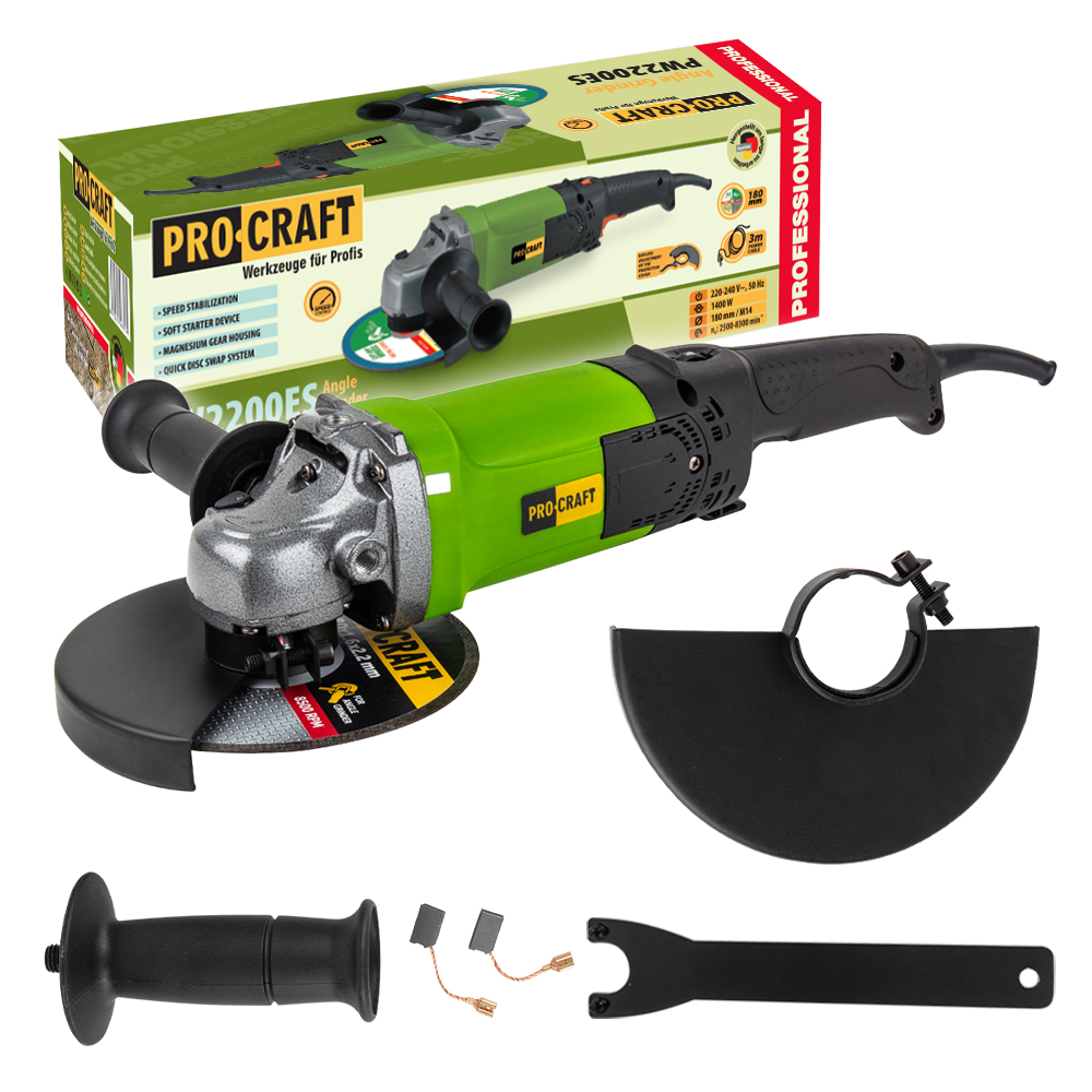 Procraft Szlifierka kątowa PW2200ES 180mm 1400W z regulacją obrotów