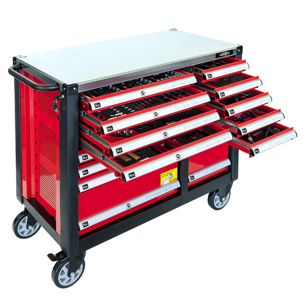 AIRPRESS 79609 Profesjonalny wózek narzędziowy 447 elementów 16 szuflad