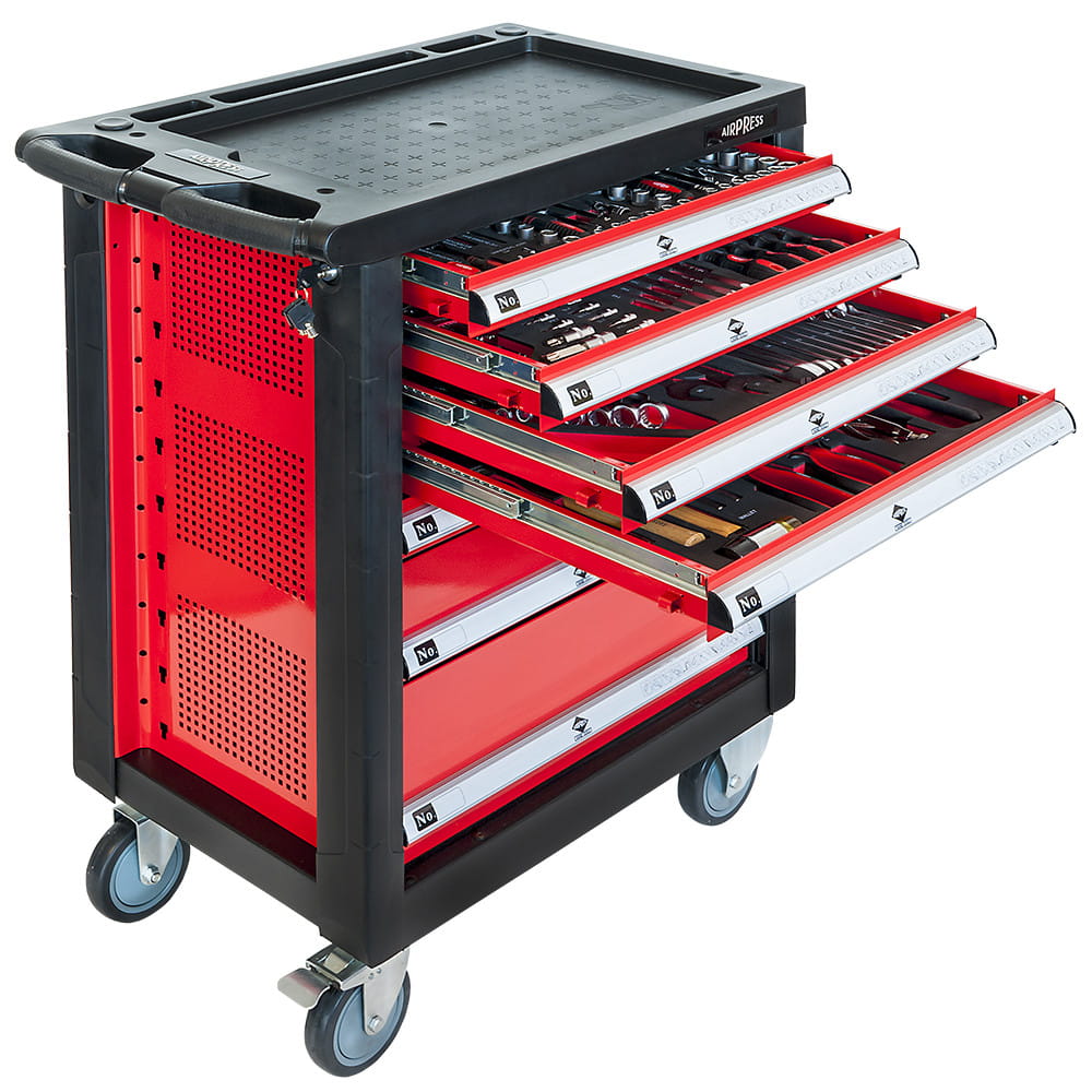 AIRPRESS 79156 Profesjonalny wózek narzędziowy 217 elementów 7 szuflad