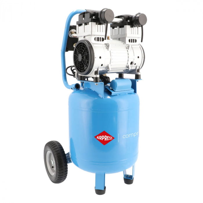 AIRPRESS 36854 Cichy kompresor bezolejowy dwutłokowy pionowy 8 bar 2 38L LMVO 40-250