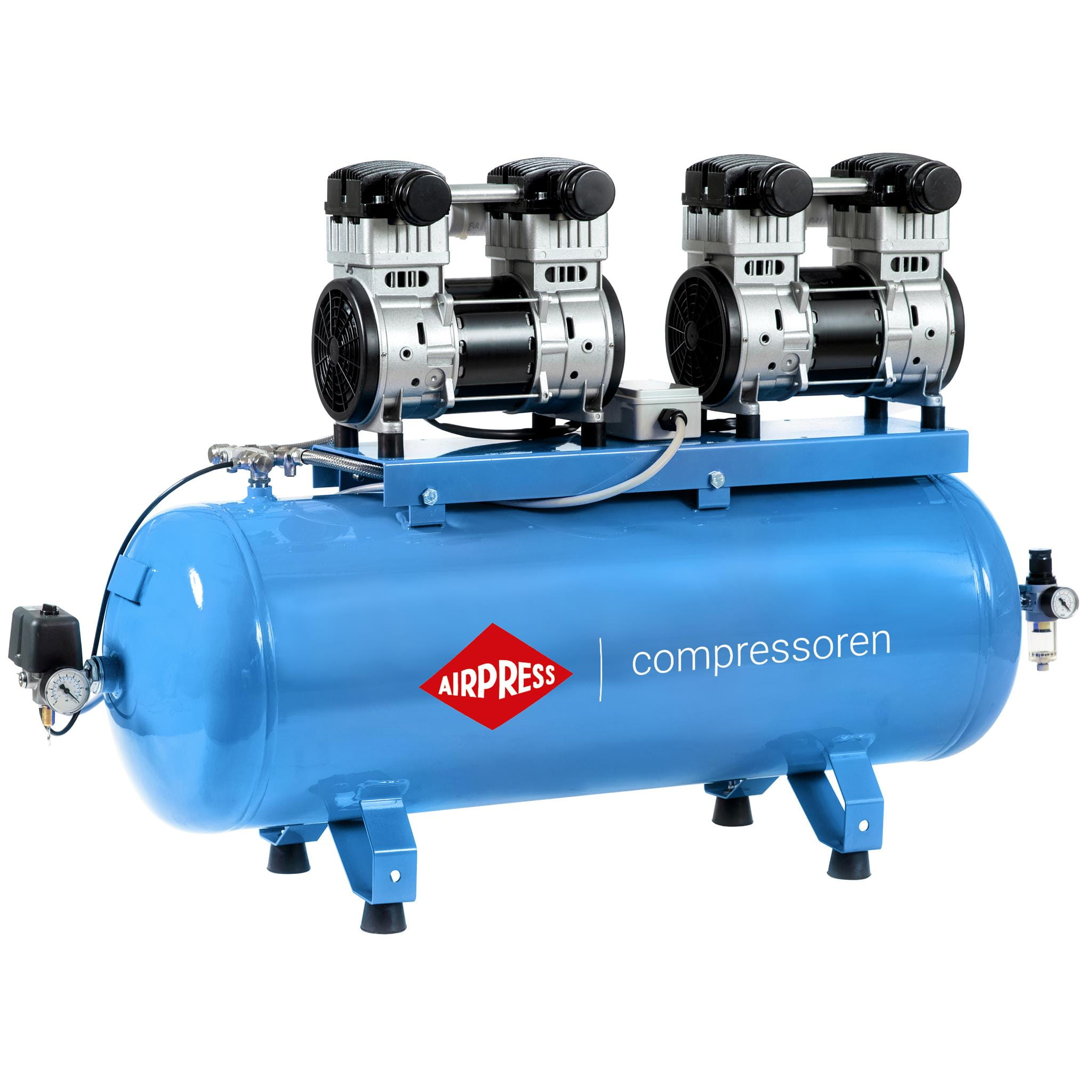 AIRPRESS 360578 Cichy kompresor bezolejowy LMO 196X2-100 8 bar 100L